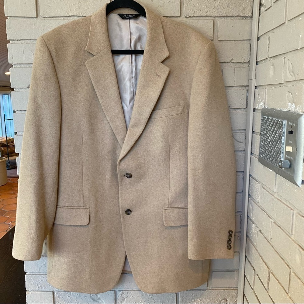 Jos A Bank 100% Camel Hair Sport Coat Tan Two Button Jacket Blazer Men 44 Long